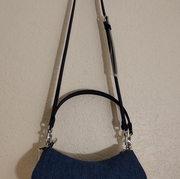 Coach Ashton denim crossbody bag Indigo Silver CAK44 - Picture 8 of 15